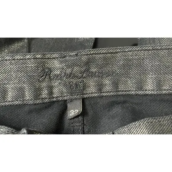 RALPH LAUREN BLACK LABEL GUNMETAL WAX WIDE LEG JEANS - Picture 11 of 12